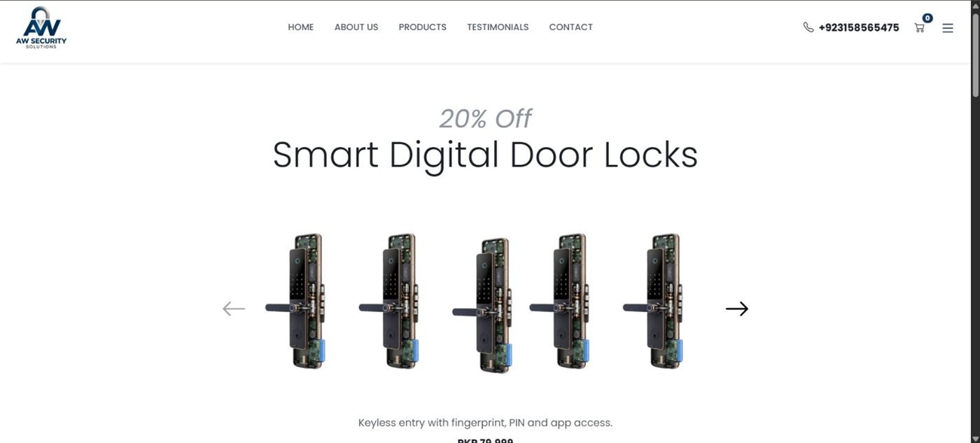 AW Security Solutions online store - smart digital door locks e-commerce by XNC